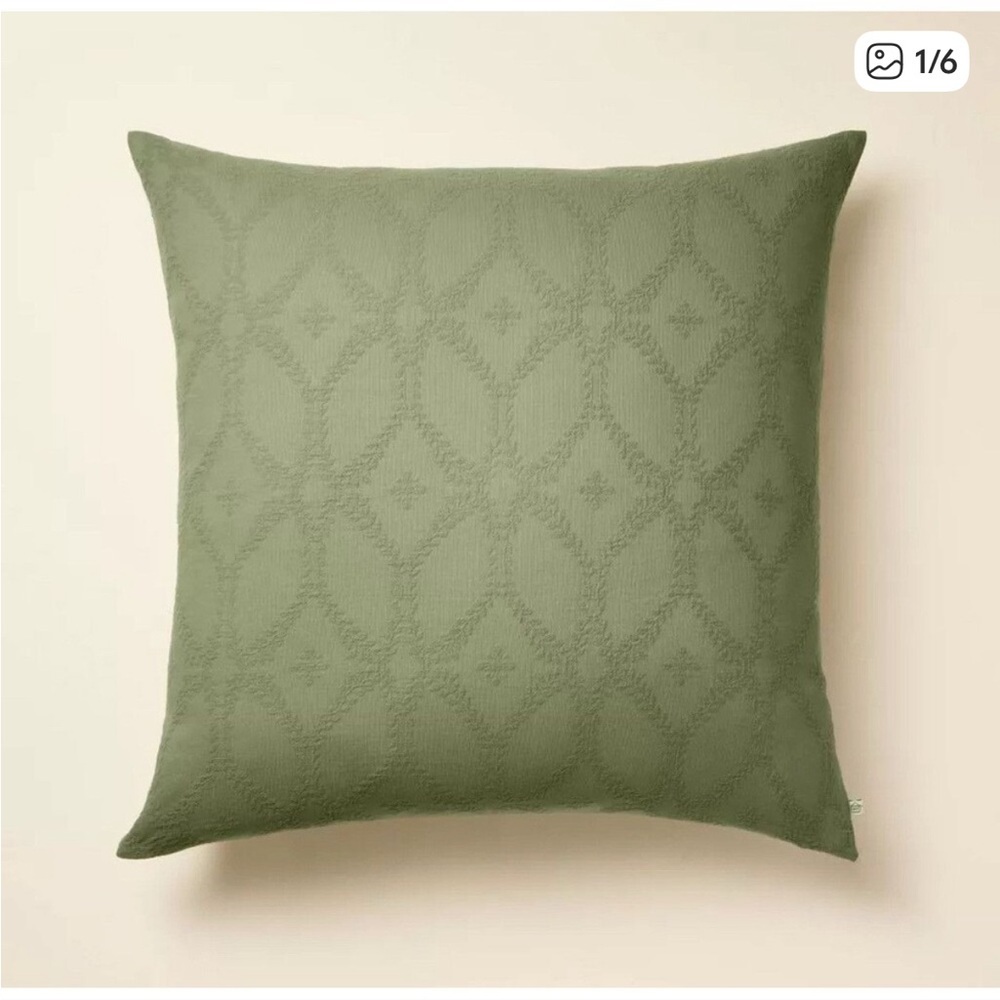 26"x26" Trellis Pattern Euro Bed Pillow Sage Green - Hearth & Hand